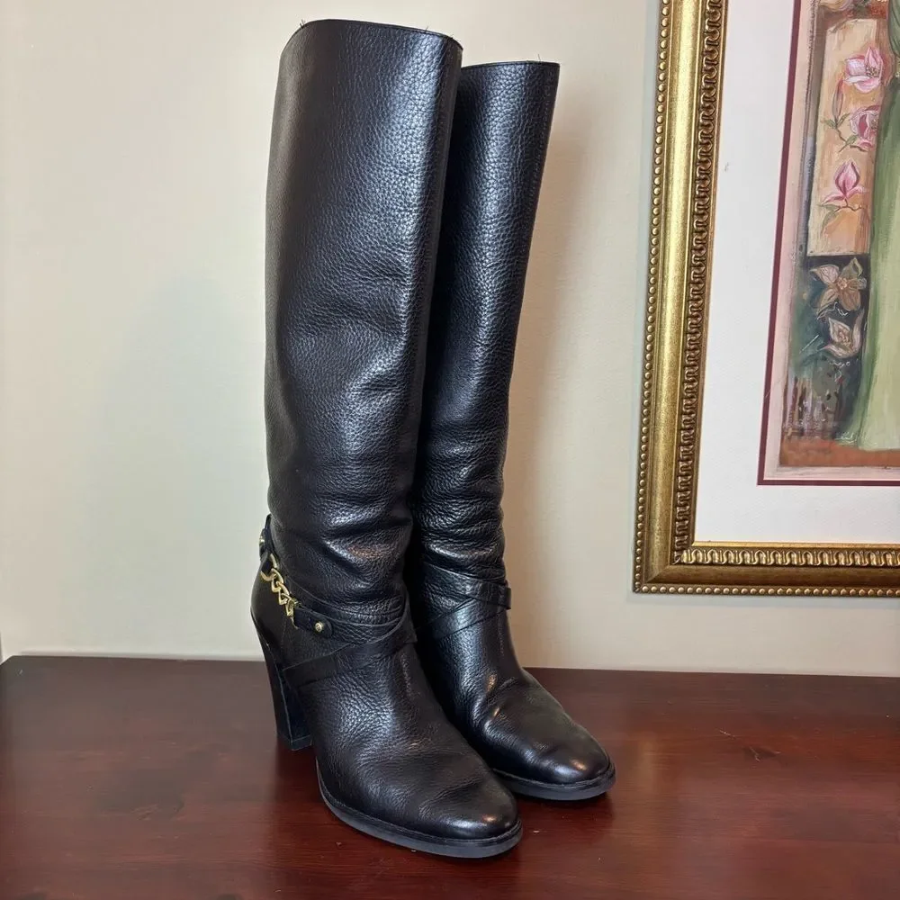 Kate Spade Montreal Black Leather Chain Link Tall 4